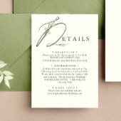 Minimale Mos Groene Bloemen Monogram Bruiloft Deta Informatiekaartje