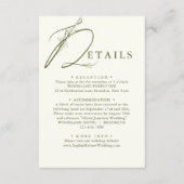 Minimale Mos Groene Bloemen Monogram Bruiloft Deta Informatiekaartje (Voorkant)