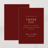 Minimale Moslim Bourgondië Rode bruiloft Bedankkaart (Voorkant / Achterkant)