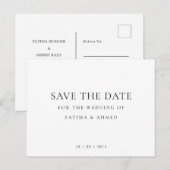 Minimale moslim bruiloft niet-foto opslaan van de  aankondigingskaart (Voorkant / Achterkant)