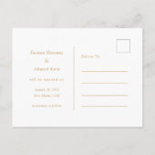 Minimale Moslim Wit Goud Script Save The Date Aankondigingskaart (Achterkant)
