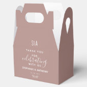 Minimale mosterd Roos Branch Calligraphy Wedding Bedankdoosjes (Geopend)