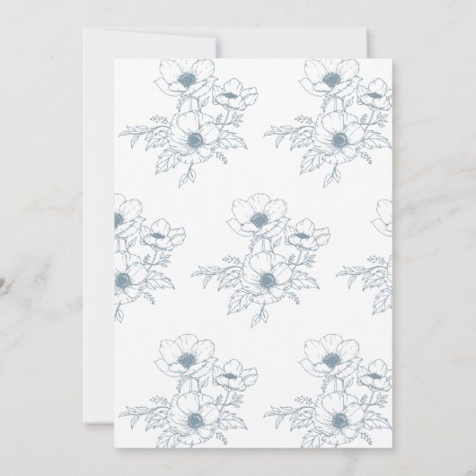 Minimale mosterdblauw Anemone-kunst Save The Date (Achterkant)