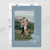 Minimale mosterdblauw Anemone-kunst Save The Date (Voorkant / Achterkant)