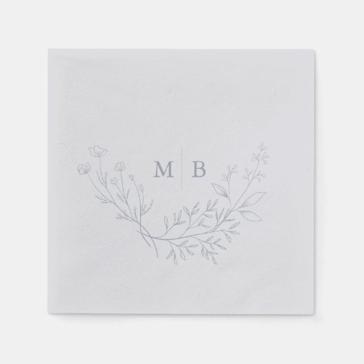 Minimale mosterdblauw formeel monogram huwelijk Na Servet (Voorkant)