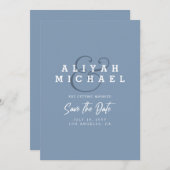 Minimale mosterdblauw sparen de Datum QR Code Wedd Kaart (Voorkant / Achterkant)