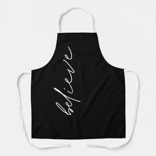 Minimale Motivatie geloven in zwart script Schort (Voorkant)