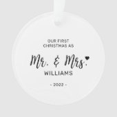 Minimale Mr. Mrs. First Kerstfoto Ornament (voorkant)
