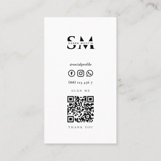 Minimale Muffin Cupcake bakkerij Patisserie Qr Visitekaartje (Achterkant)