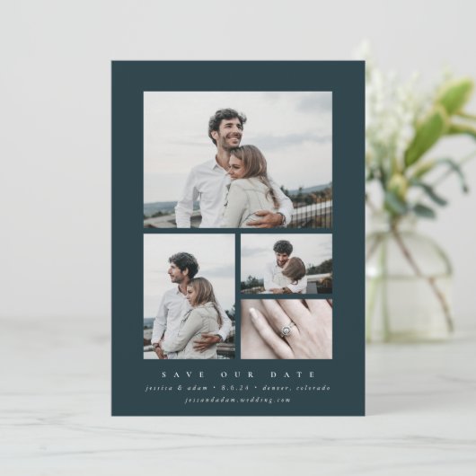 Minimale multi-foto van legant save the date (Staand voorkant)