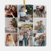 Minimale Multi Fotocollage familienaam Monogram Keramisch Ornament (Voorkant)