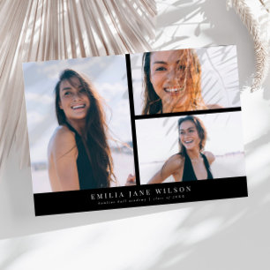 Minimale multi-fotogratie afstudeeraankondiging zw kaart