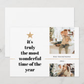 Minimale Multi Photo most Wondering Time Quote Feestdagenkaart (Voorkant / Achterkant)
