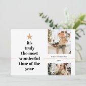 Minimale Multi Photo most Wondering Time Quote Feestdagenkaart (Staand voorkant)