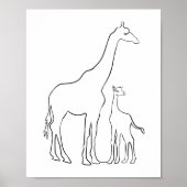 Minimale muurmuur van moeder en Baby Giraffe Poster (Voorkant)