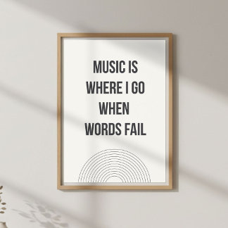 Minimale muziekliefhebber citaat poster
