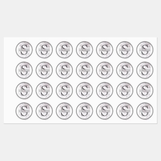 Minimale naam aangepast monogram labels (Vel)