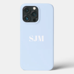 Minimale naam aangepast monogram lichtblauw wit Case-Mate iPhone case