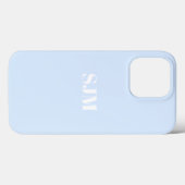 Minimale naam aangepast monogram lichtblauw wit Case-Mate iPhone case (Achterkant (horizontaal))