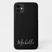 Minimale naam eenvoudig zwart zwart wit Case-Mate iPhone case (Achterkant)