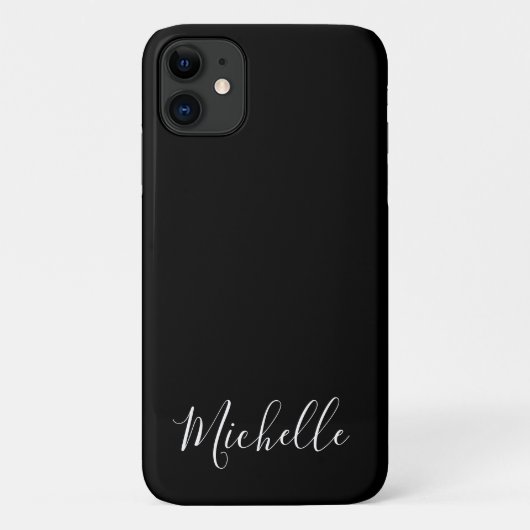 Minimale naam eenvoudig zwart zwart wit Case-Mate iPhone case (Achterkant)
