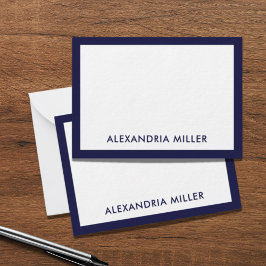 Minimale naam elegant monogram witte marine notitiekaartje