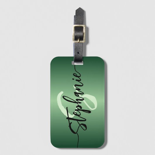 Minimale naam en Initiaal van Emerald Green Bagagelabel (Voorkant (verticaal))