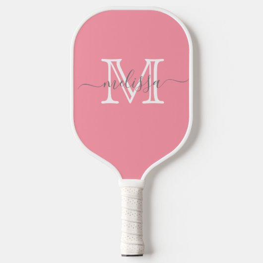 Minimale naam en monogram voor peulroze pickleball paddle (Voorkant)