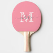 Minimale naam en monogram voor peulroze tafeltennisbatje (Voorkant)