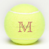 Minimale naam en monogram voor peulroze tennisballen (Achterkant)