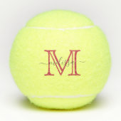Minimale naam en monogram voor peulroze tennisballen (Voorkant)