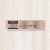 Minimale naam Faux Roos Gold Kantoor Deurbordje (Voorkant)