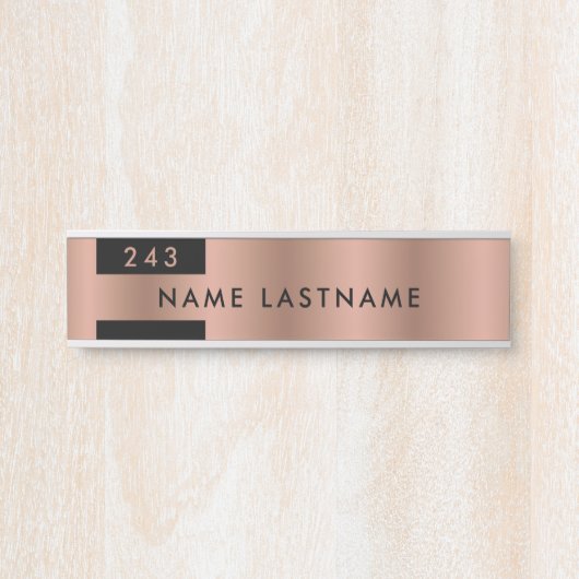 Minimale naam Faux Roos Gold Kantoor Deurbordje (Voorkant)