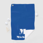 Minimale naam Initiaal letter effen kleur blauw Golfhanddoek (Insitu)