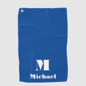 Minimale naam Initiaal letter effen kleur blauw Golfhanddoek (Voorkant)