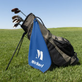 Minimale naam Initiaal letter effen kleur blauw Golfhanddoek (Groen)