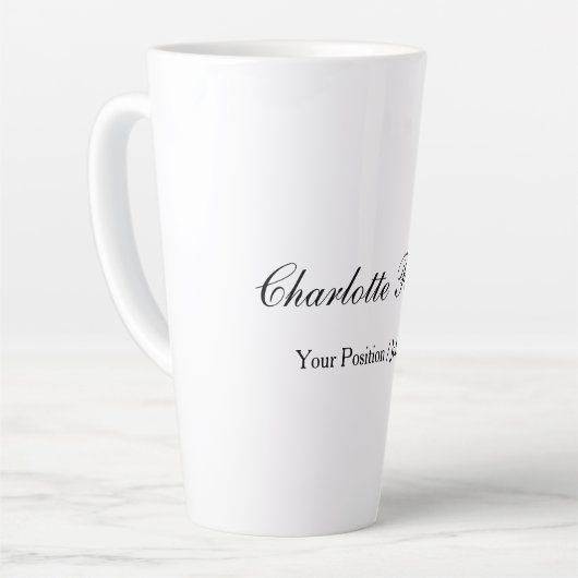 Minimale naam klassiek handschrift latte mok (Linkerhoek)