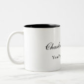 Minimale naam klassiek handschrift tweekleurige koffiemok (Links)