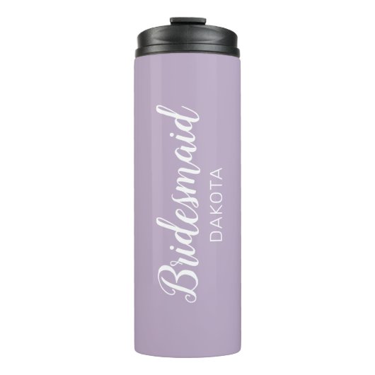 Minimale naam Lavender Paarse Bridesmaid Thermosbeker (Voorkant)