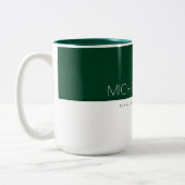 Minimale naam maragon Eigen monogram voor Emerald  Tweekleurige Koffiemok (Links)