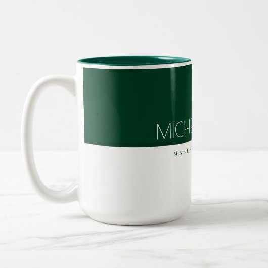 Minimale naam maragon Eigen monogram voor Emerald  Tweekleurige Koffiemok (Links)