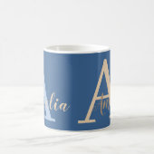 Minimale naam monogram blauw koffiemok (Center)