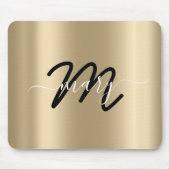 Minimale naam Monogram Gold Champagne Black Muismat (Voorkant)