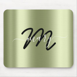 Minimale naam Monogram Mint Green Black Muismat