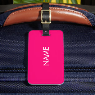 Minimale naam monogram voor hot-roze fuchsia bagagelabel