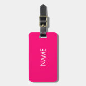 Minimale naam monogram voor hot-roze fuchsia bagagelabel (Voorkant verticaal)