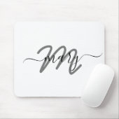 Minimale naam Monogram Wit Grijs Grijs Muismat (Met muis)