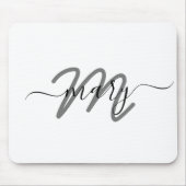 Minimale naam Monogram Wit Grijs Grijs Muismat (Voorkant)