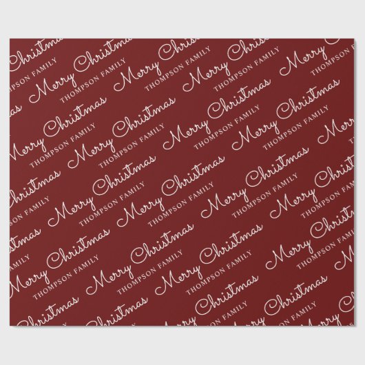 Minimale naam rode witte kerst cadeaupapier (Vlak)