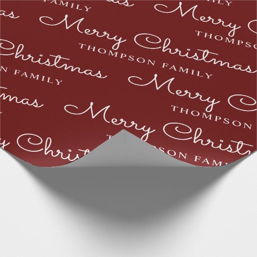 Minimale naam rode witte kerst cadeaupapier (Hoek)